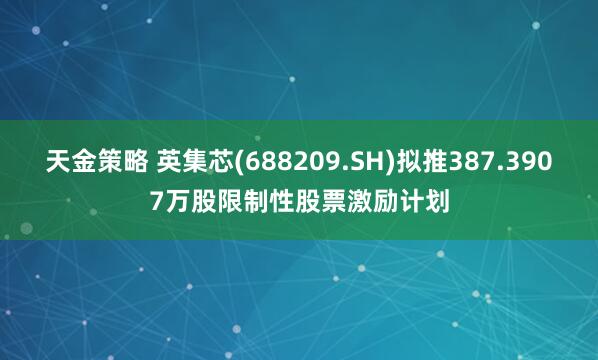 天金策略 英集芯(688209.SH)拟推387.3907万股限制性股票激励计划