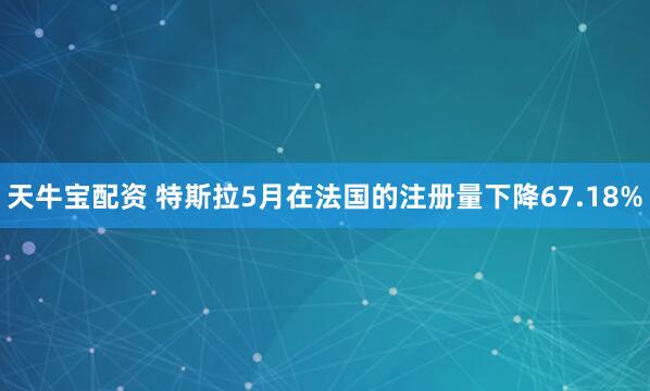 天牛宝配资 特斯拉5月在法国的注册量下降67.18%