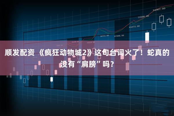 顺发配资 《疯狂动物城2》这句台词火了！蛇真的没有“肩膀”吗？